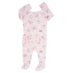 Sweet Bamboo Luxurious Bamboo Ruffle Footie with Pink Butterfly Design for Babies - 