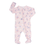 Sweet Bamboo Luxurious Bamboo Ruffle Footie with Pink Butterfly Design for Babies - 