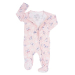 Sweet Bamboo Luxurious Bamboo Ruffle Footie with Pink Butterfly Design for Babies - 