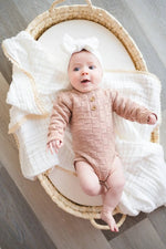 Harp Angel Boutique Luxury Muslin Baby Blanket with Cream Lace for Gentle Infant Comfort - 