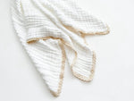 Harp Angel Boutique Luxury Muslin Baby Blanket with Cream Lace for Gentle Infant Comfort - 
