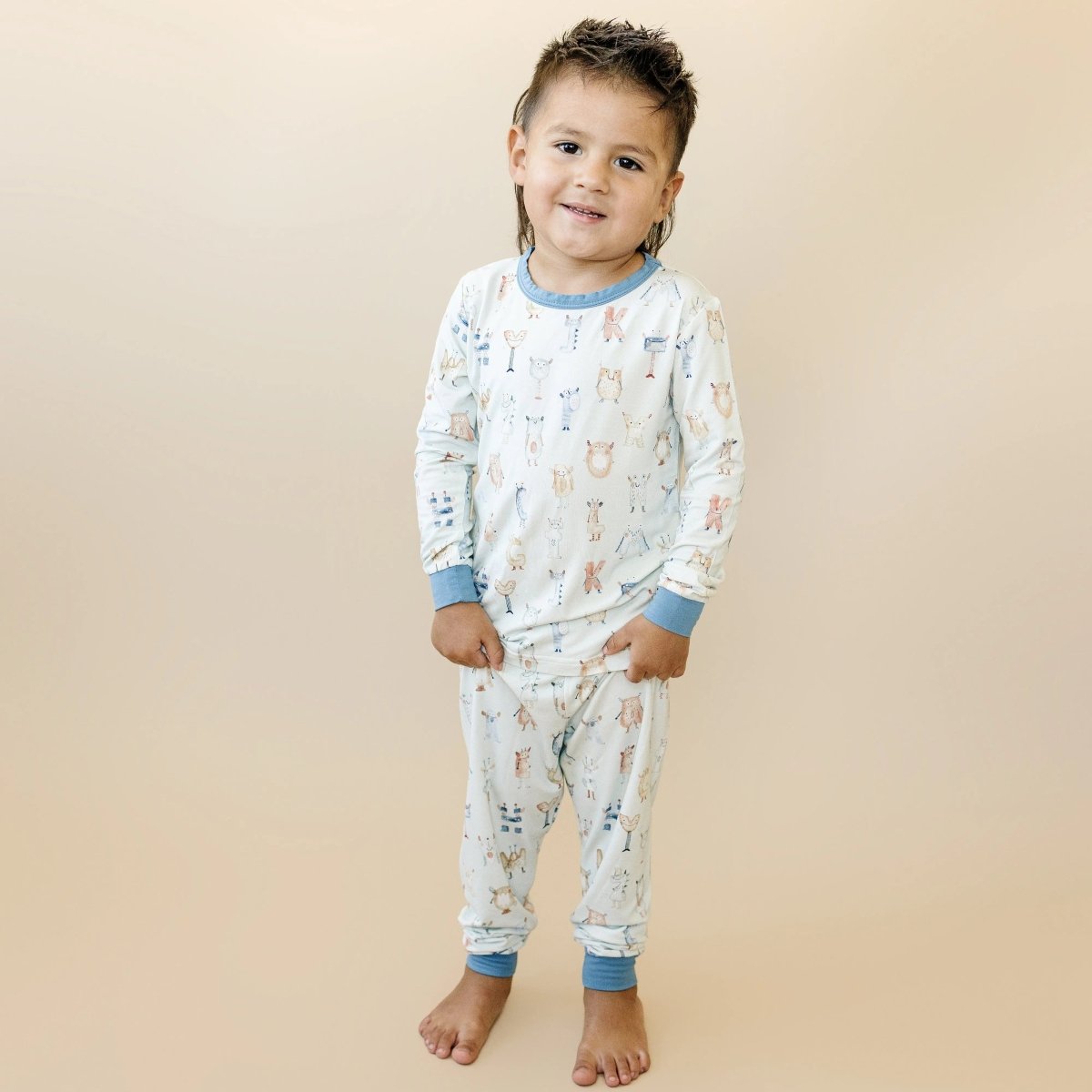 Little Joy Co. M Is For Monsters Two Piece Bamboo Pajamas For Kids - Everetts Place Boutique - 