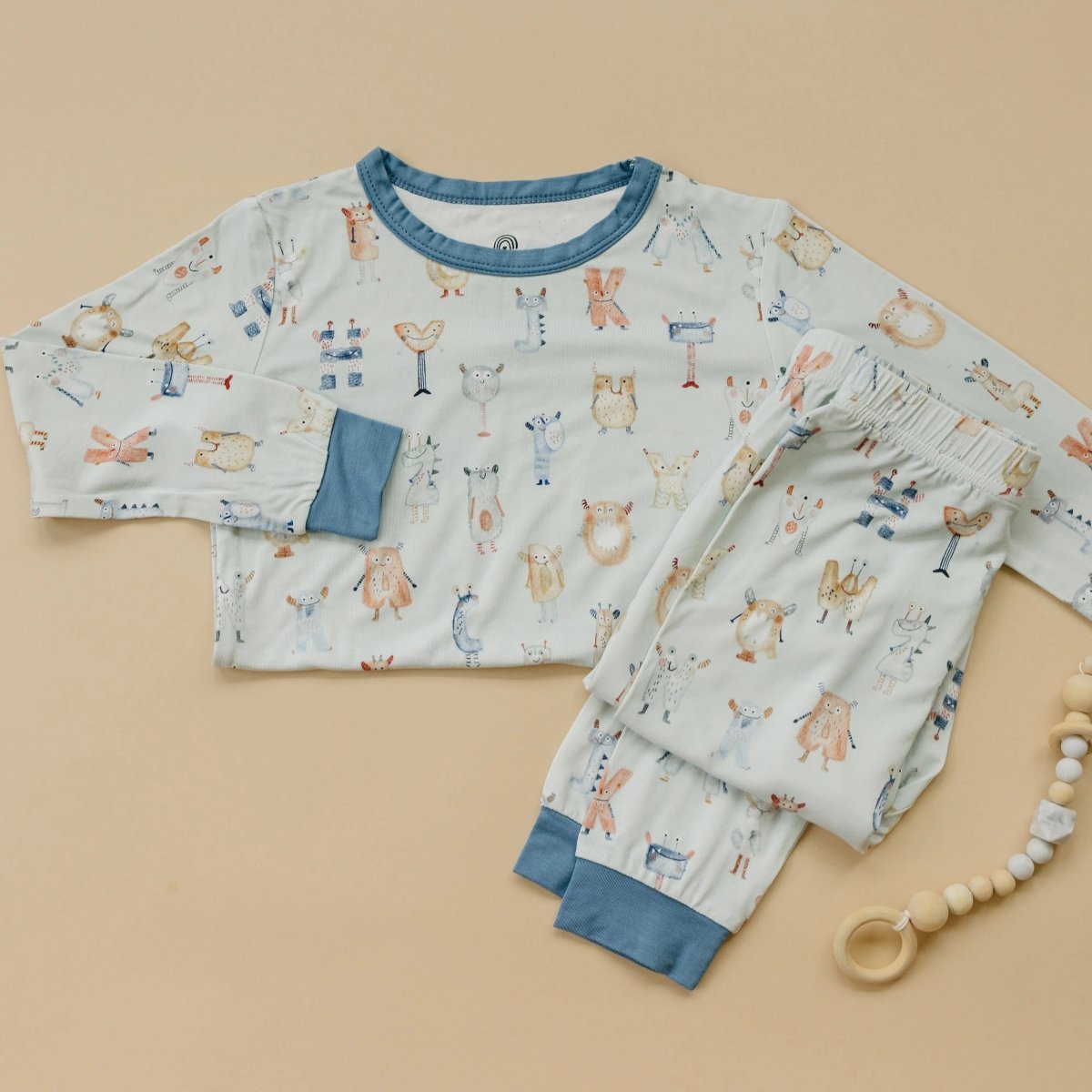 Little Joy Co. M Is For Monsters Two Piece Bamboo Pajamas For Kids - Everetts Place Boutique - 