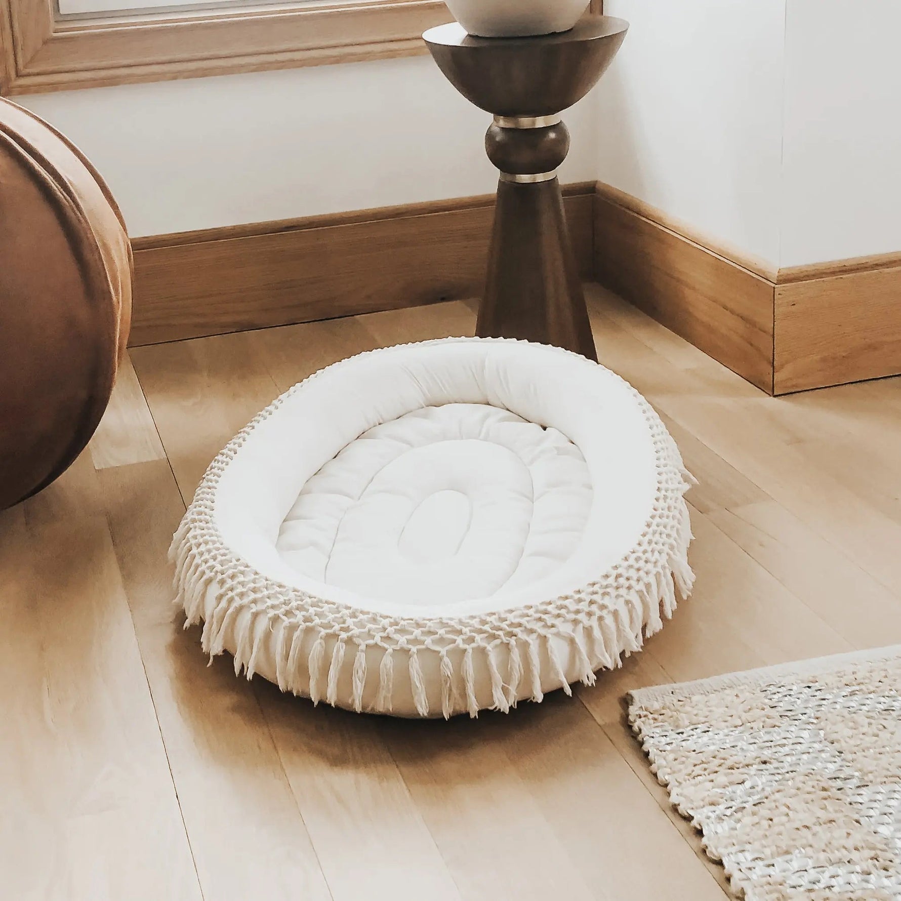Finn + Emma Macrame Oval Play Mat & Love Dad Bodysuit Bundle - 