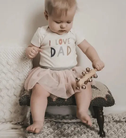Finn + Emma Macrame Oval Play Mat & Love Dad Bodysuit Bundle - 