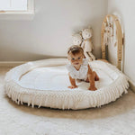 Finn + Emma Macrame Round Play Mat Extra Large Boho Chic Organic Cotton Playmat - 