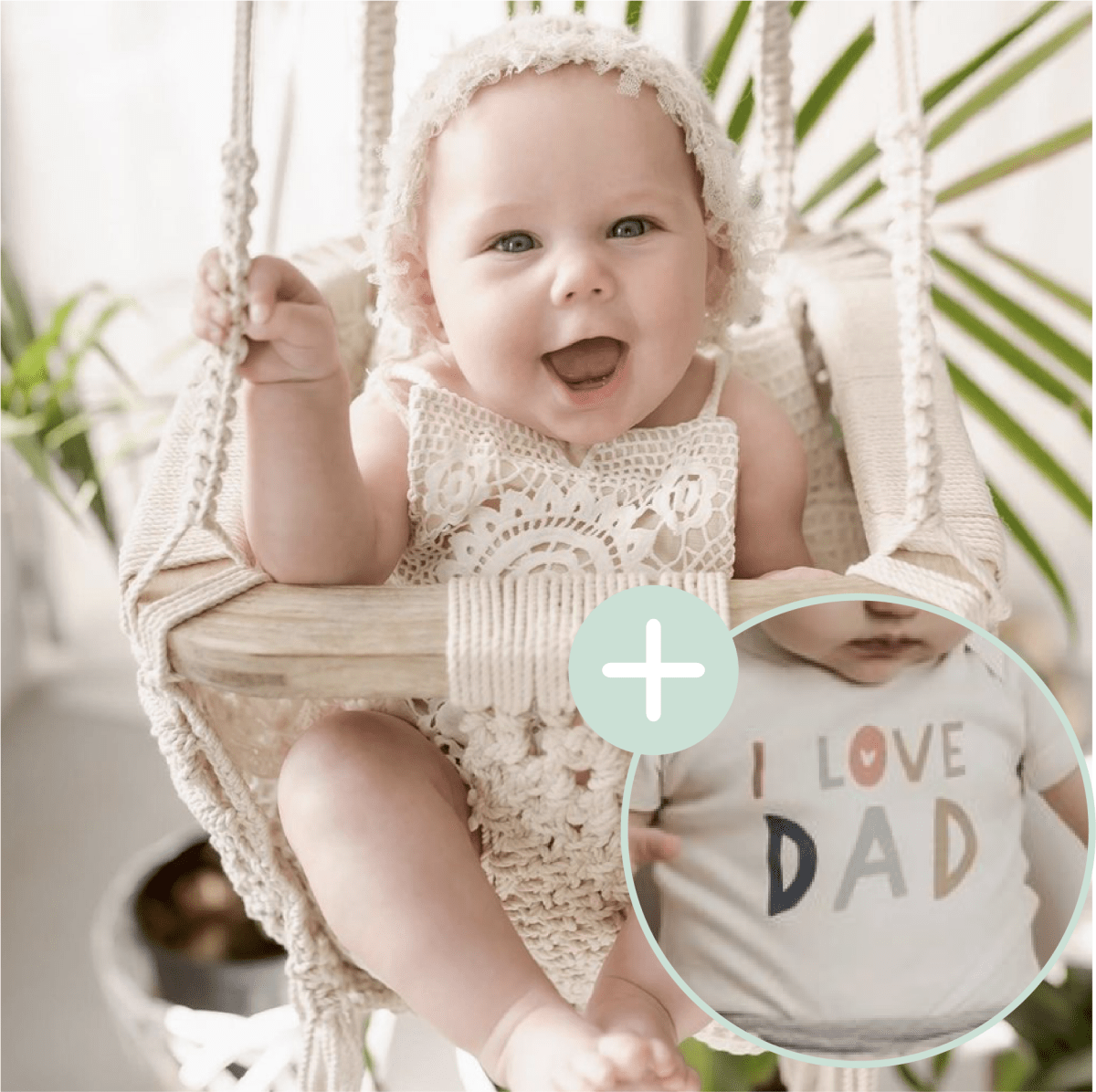 Finn + Emma Macrame Swing & Love Dad Bodysuit Bundle - 