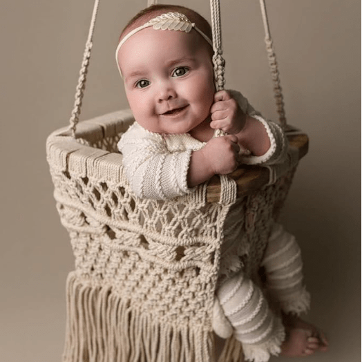 Finn + Emma Macrame Swing & Love Mom Bodysuit Bundle - 
