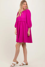 PinkBlush Magenta Knit Ruffle Trim Dress - 