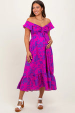 PinkBlush Magenta Multi Smocked Top Maternity Maxi Dress - 