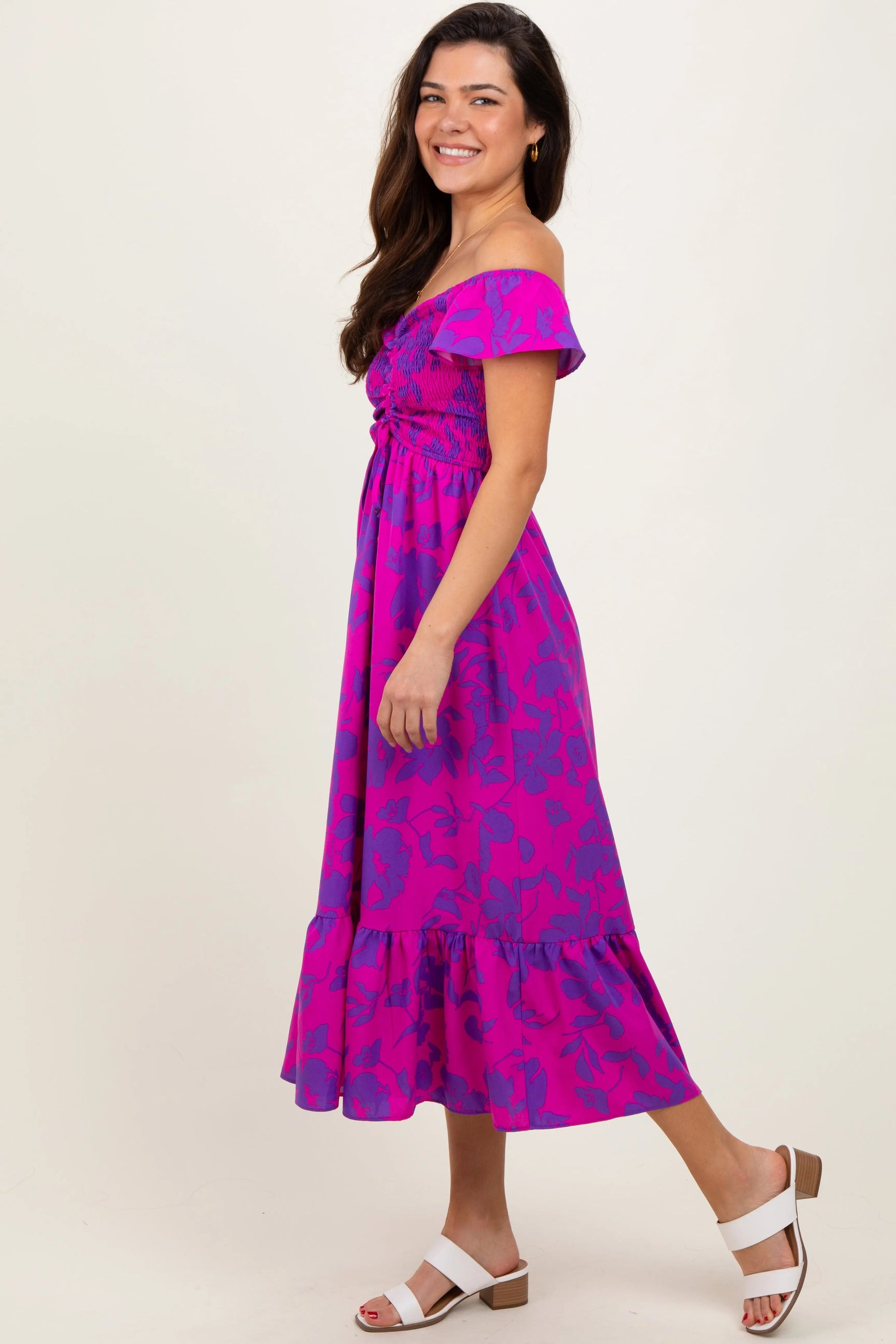 PinkBlush Magenta Multi Smocked Top Maxi Dress - 
