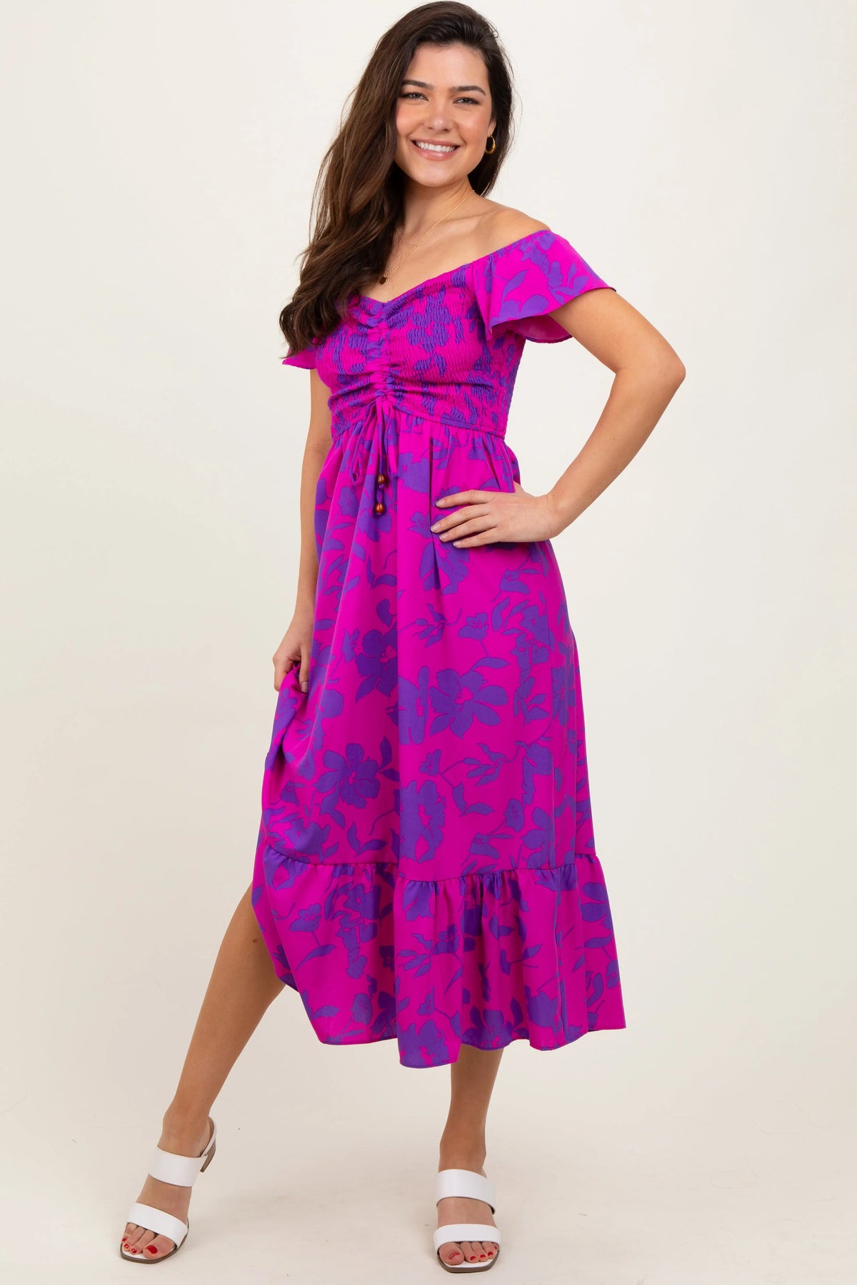 Magenta Multi Smocked Top Maxi Dress - Dress, Day Dress, One-piece garment, Textile, Fashion | Everetts Place