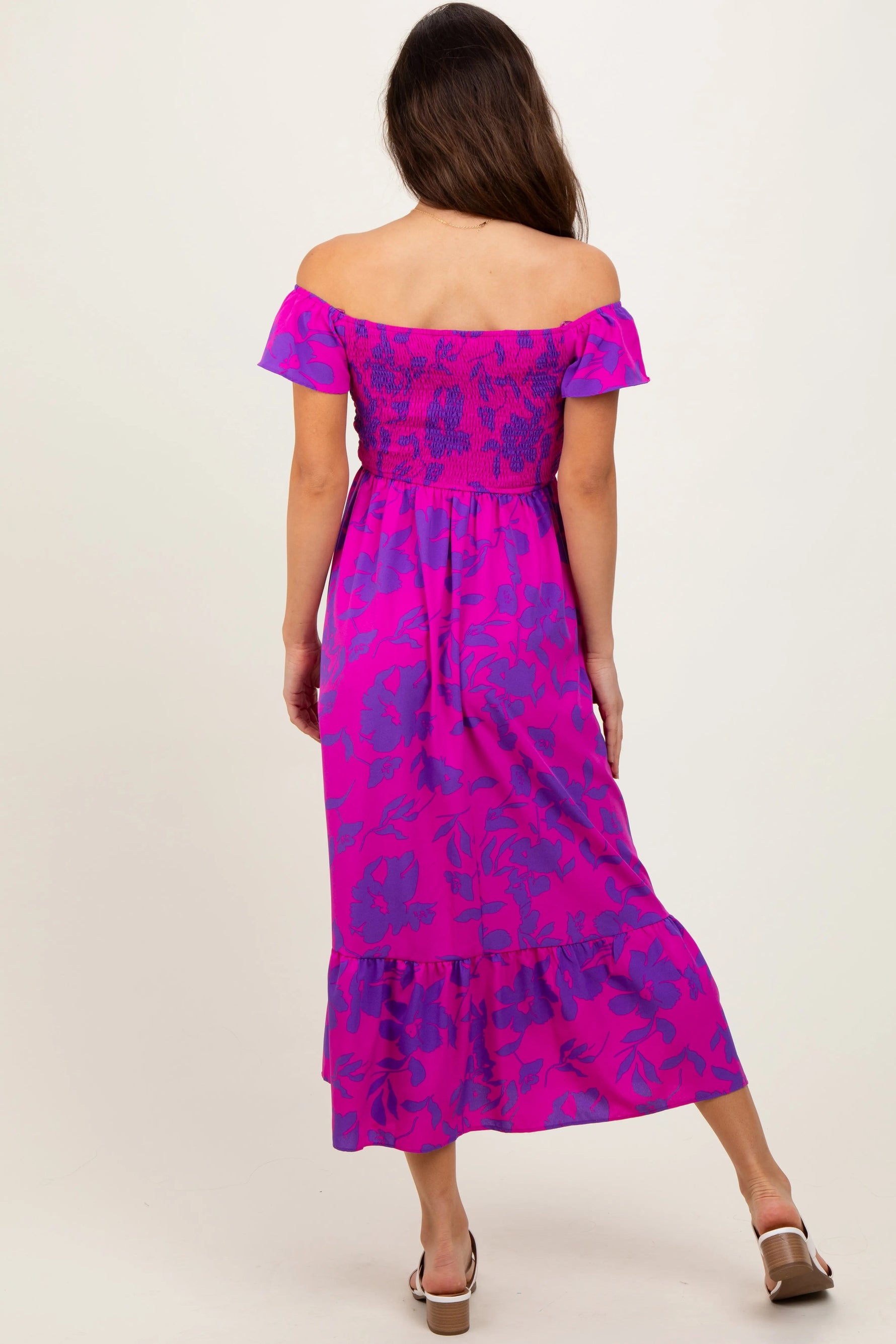 PinkBlush Magenta Multi Smocked Top Maxi Dress - 
