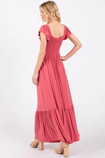 PinkBlush Magenta Smocked Ruffle Hem Maxi Dress - 
