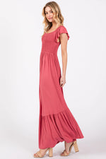 PinkBlush Magenta Smocked Ruffle Hem Maxi Dress - 