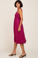 PinkBlush Magenta Smocked Ruffle Strap Midi DressEveretts Place