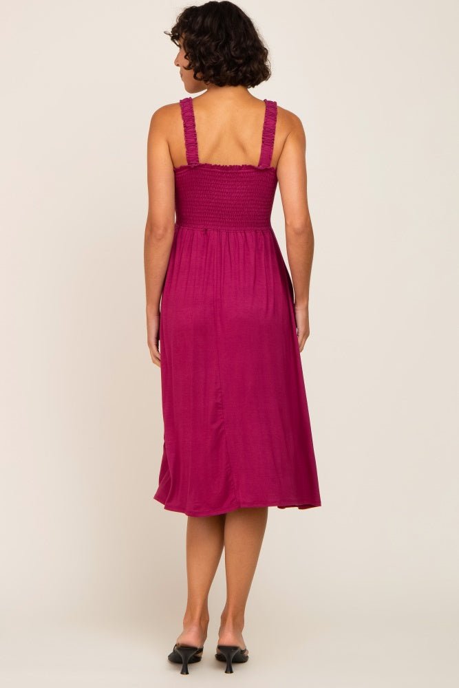 PinkBlush Magenta Smocked Ruffle Strap Midi DressEveretts Place