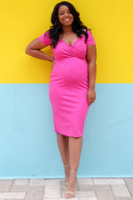 Magenta Solid Off Shoulder Maternity Fitted Dress - Dress, Beauty, Fashion, One-piece garment, Pink | Everetts Place
