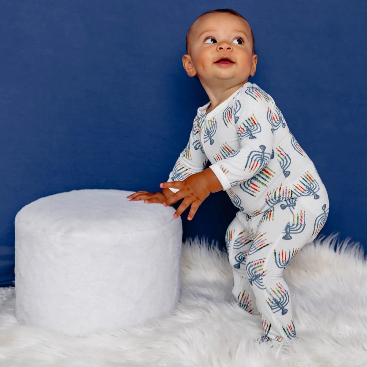 Bestaroo Magical Menorahs Baby Footie With Bamboo Fabric And Two Way Zippers - 