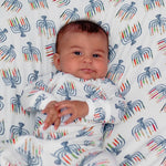 Bestaroo Magical Menorahs Baby Footie With Bamboo Fabric And Two Way Zippers - 