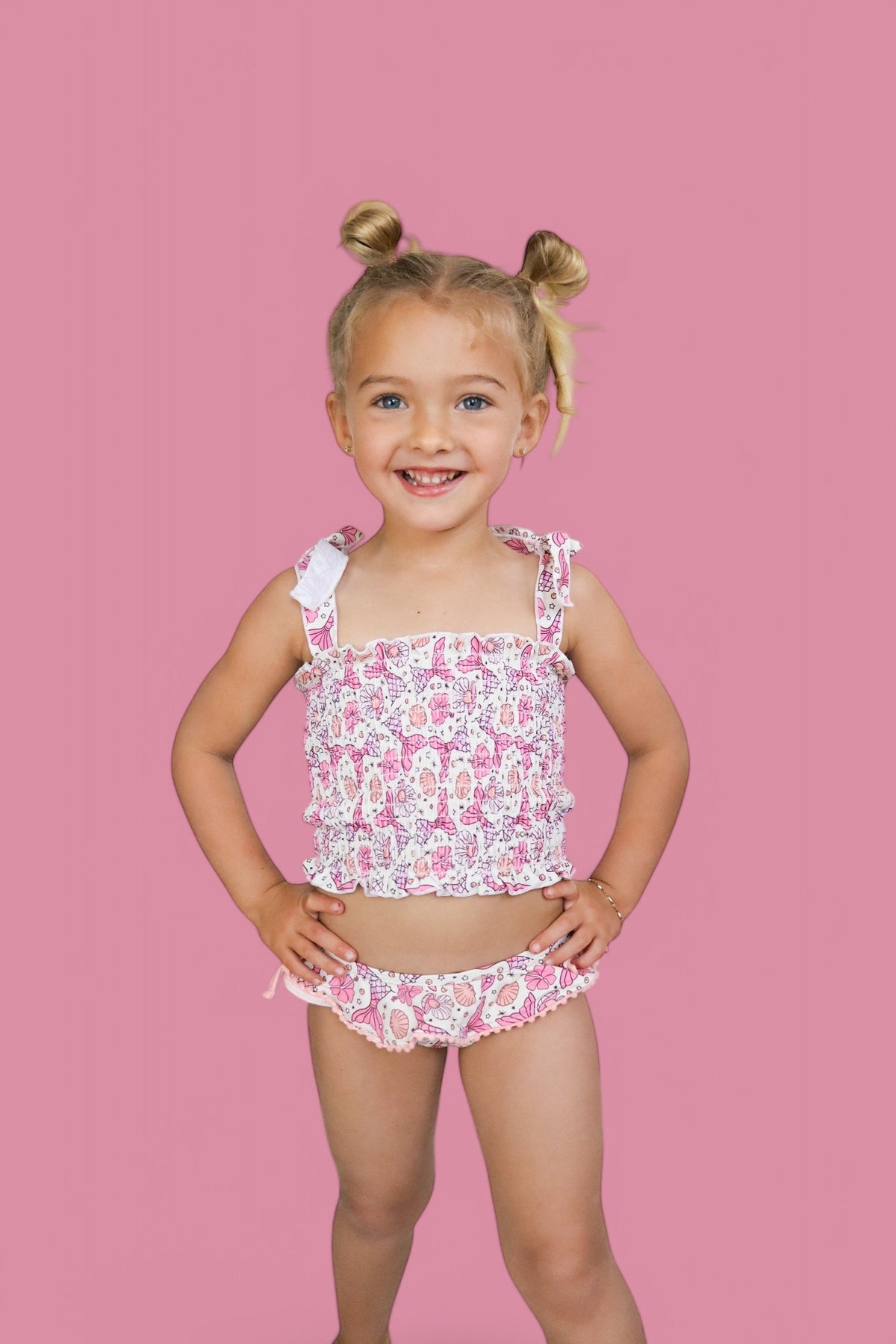 DREAM BIG LITTLE CO MAGICAL MERMAID DREAM SMOCKED TANKINI TWO PIECE SWIM SUITEveretts Place