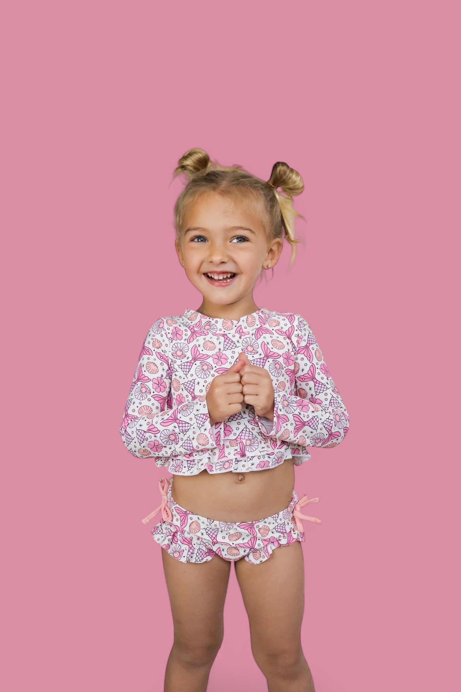 DREAM BIG LITTLE CO MAGICAL MERMAID DREAM TWO - PIECE RASH GUARD RUFFLE SWIM SUITEveretts Place