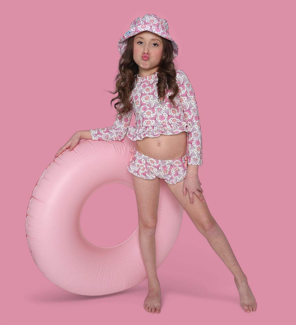 DREAM BIG LITTLE CO MAGICAL MERMAID DREAM TWO - PIECE RASH GUARD RUFFLE SWIM SUITEveretts Place