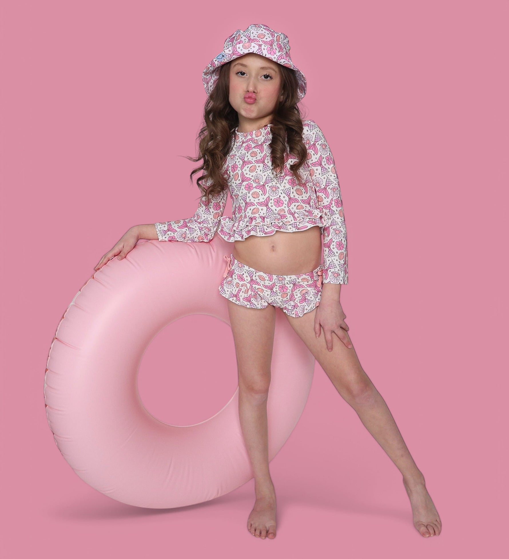 DREAM BIG LITTLE CO MAGICAL MERMAID DREAM TWO - PIECE RASH GUARD RUFFLE SWIM SUITEveretts Place