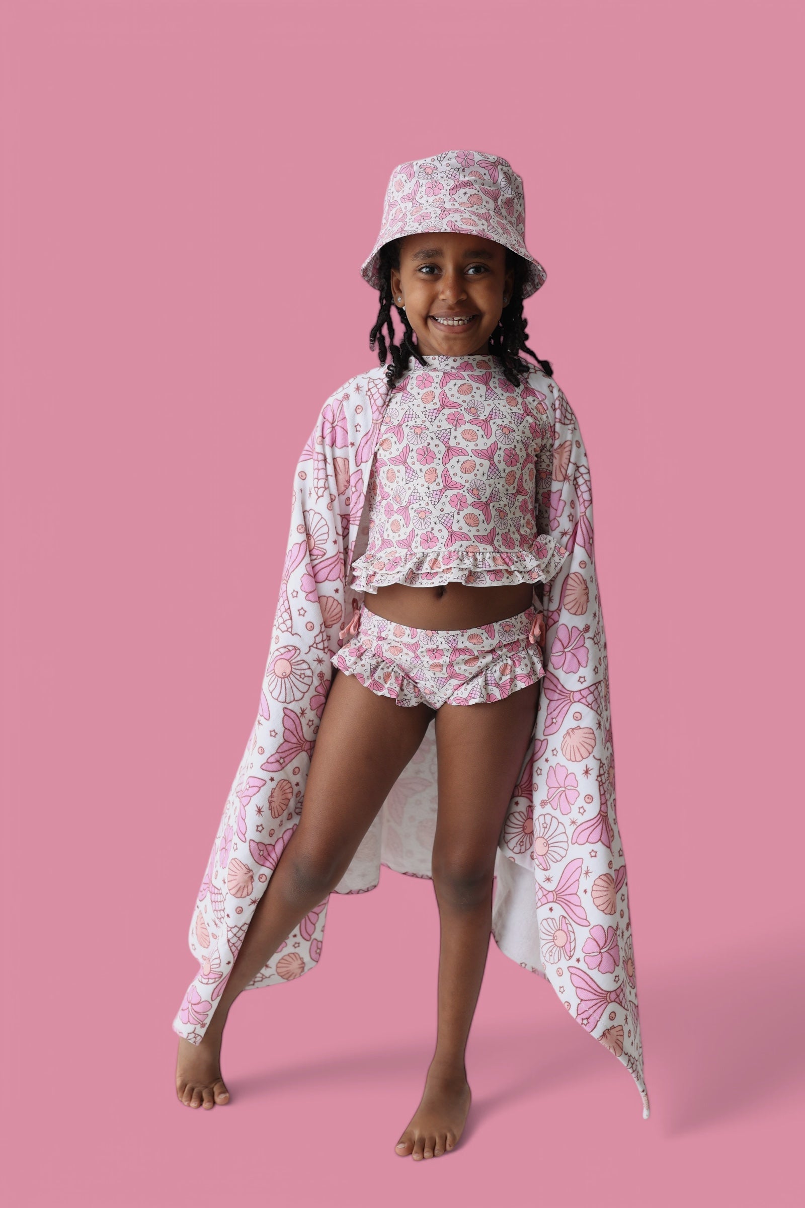 DREAM BIG LITTLE CO MAGICAL MERMAID DREAM TWO - PIECE RASH GUARD RUFFLE SWIM SUITEveretts Place