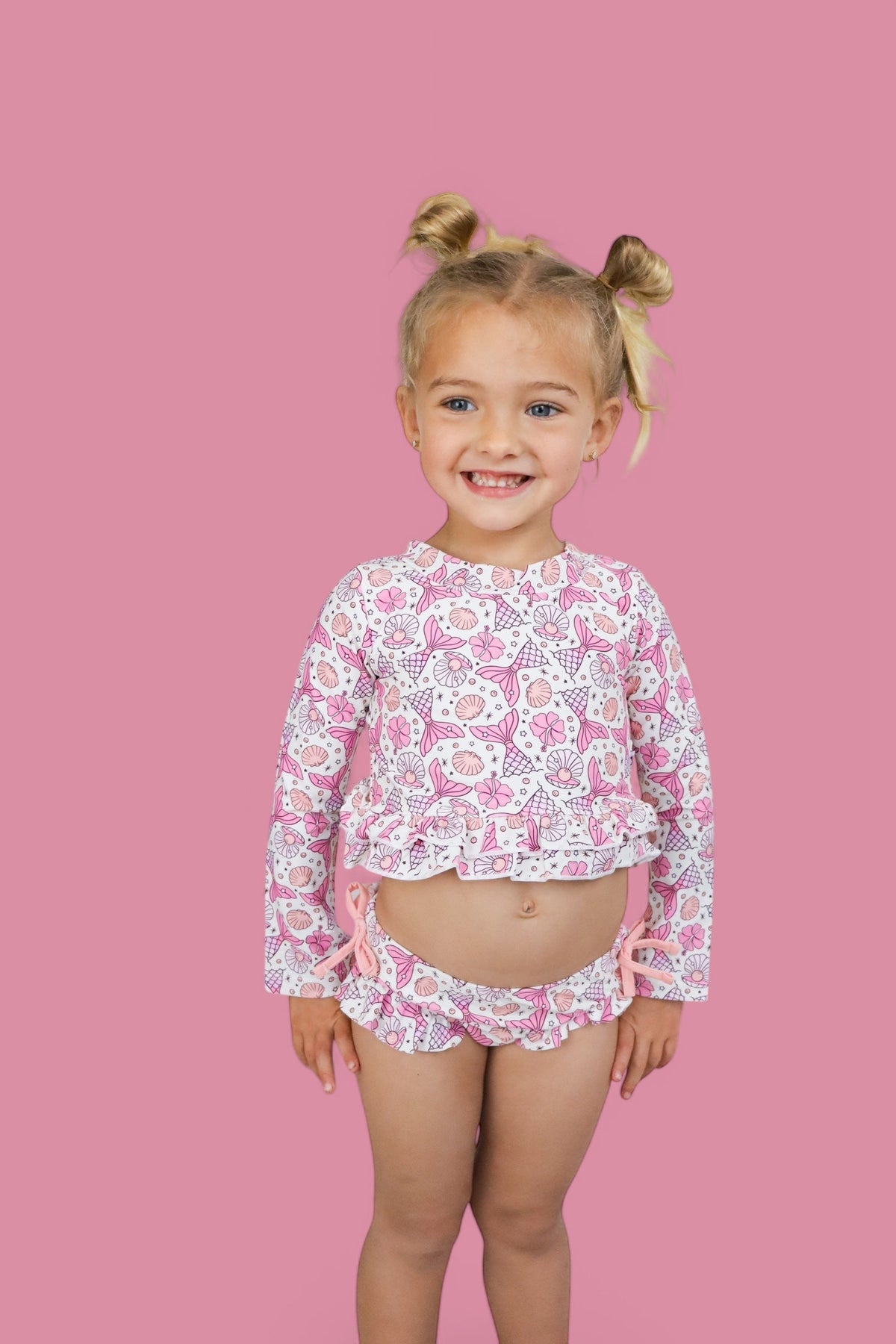 DREAM BIG LITTLE CO MAGICAL MERMAID DREAM TWO - PIECE RASH GUARD RUFFLE SWIM SUITEveretts Place