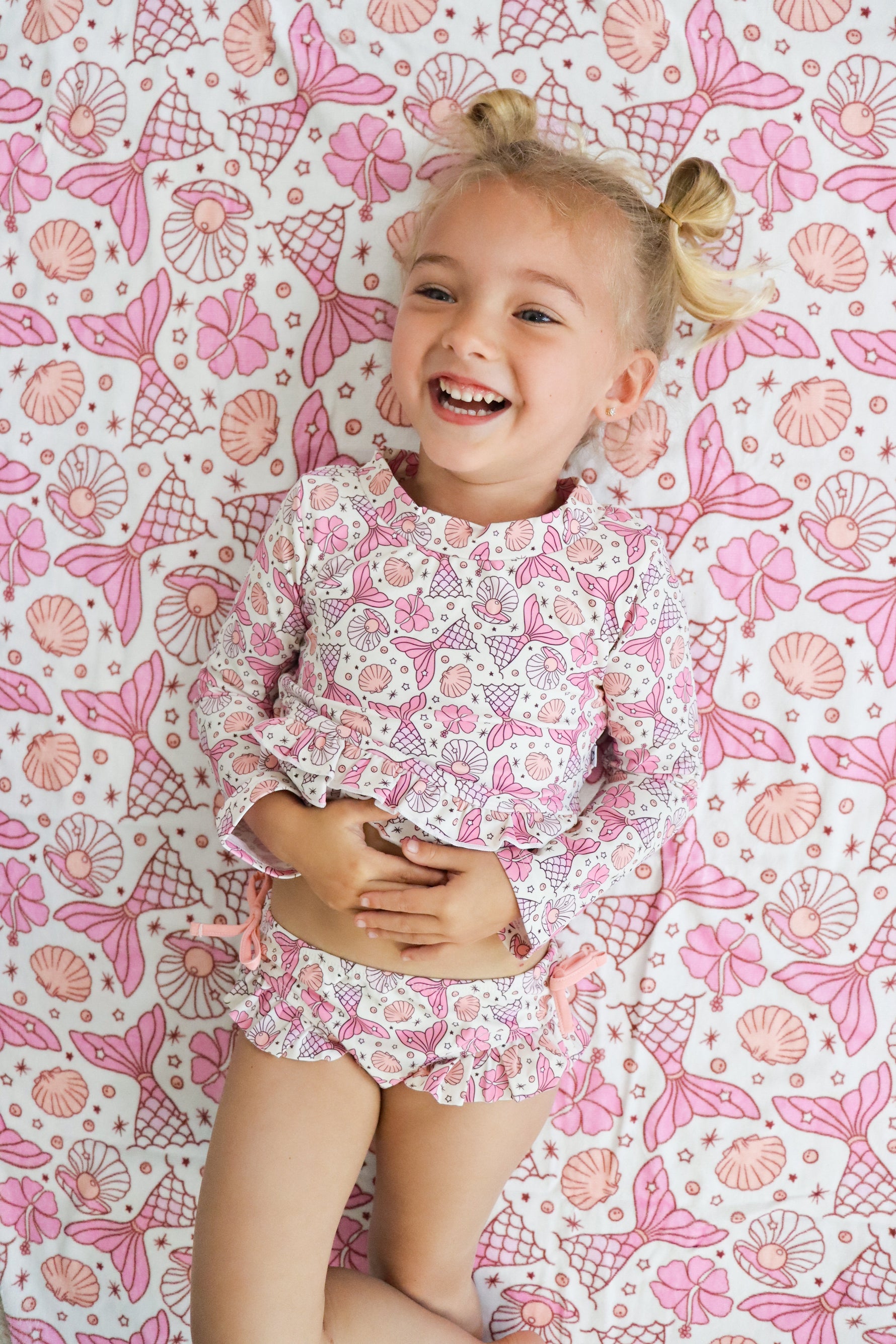 DREAM BIG LITTLE CO MAGICAL MERMAID DREAM TWO - PIECE RASH GUARD RUFFLE SWIM SUITEveretts Place