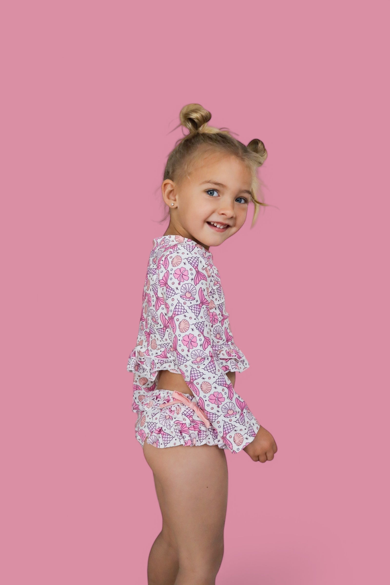 DREAM BIG LITTLE CO MAGICAL MERMAID DREAM TWO - PIECE RASH GUARD RUFFLE SWIM SUITEveretts Place