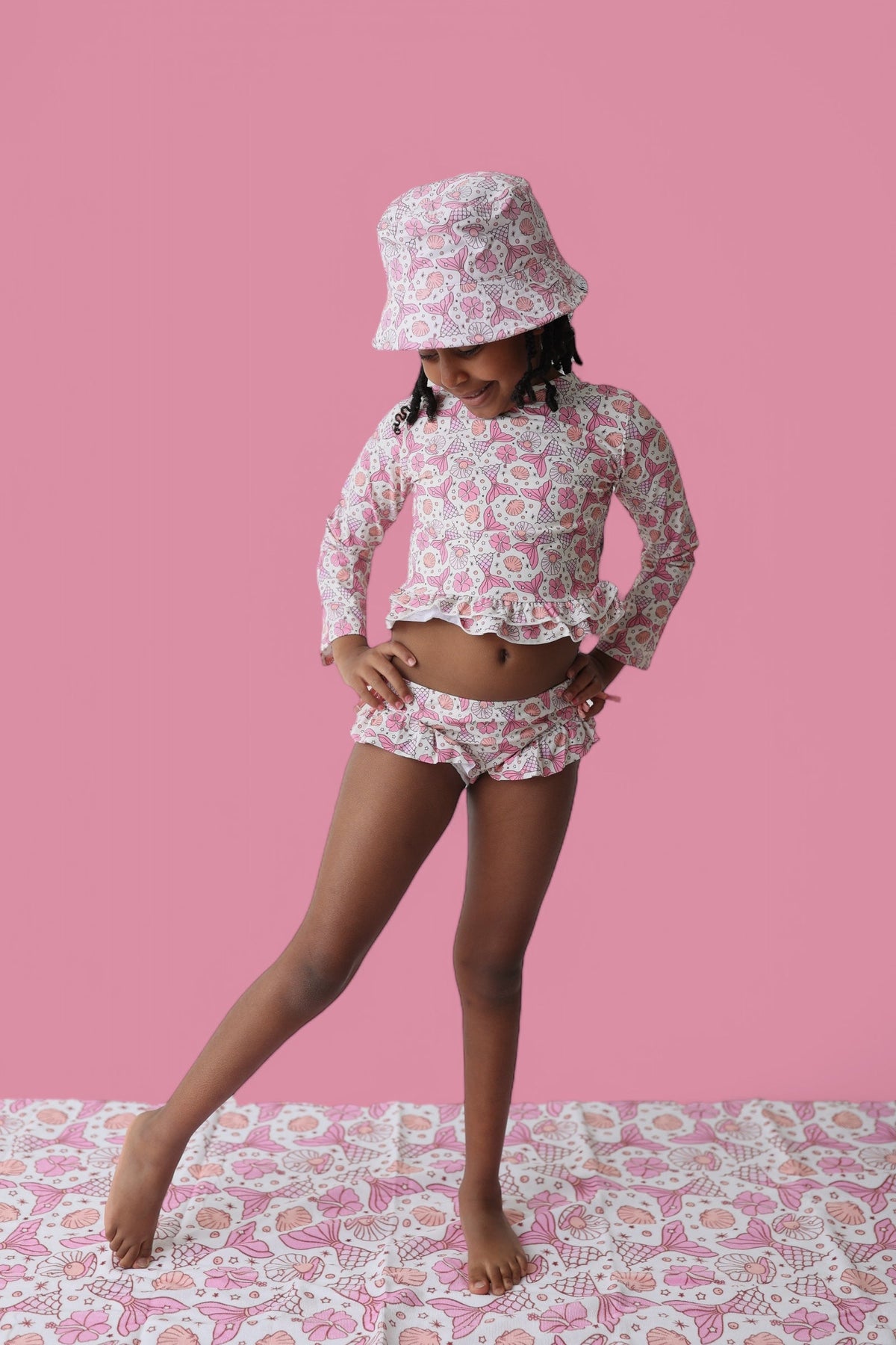 DREAM BIG LITTLE CO MAGICAL MERMAID DREAM TWO - PIECE RASH GUARD RUFFLE SWIM SUITEveretts Place