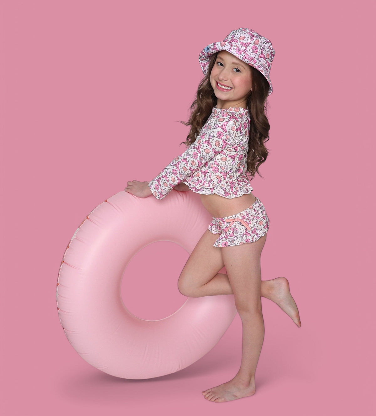 DREAM BIG LITTLE CO MAGICAL MERMAID DREAM TWO - PIECE RASH GUARD RUFFLE SWIM SUITEveretts Place