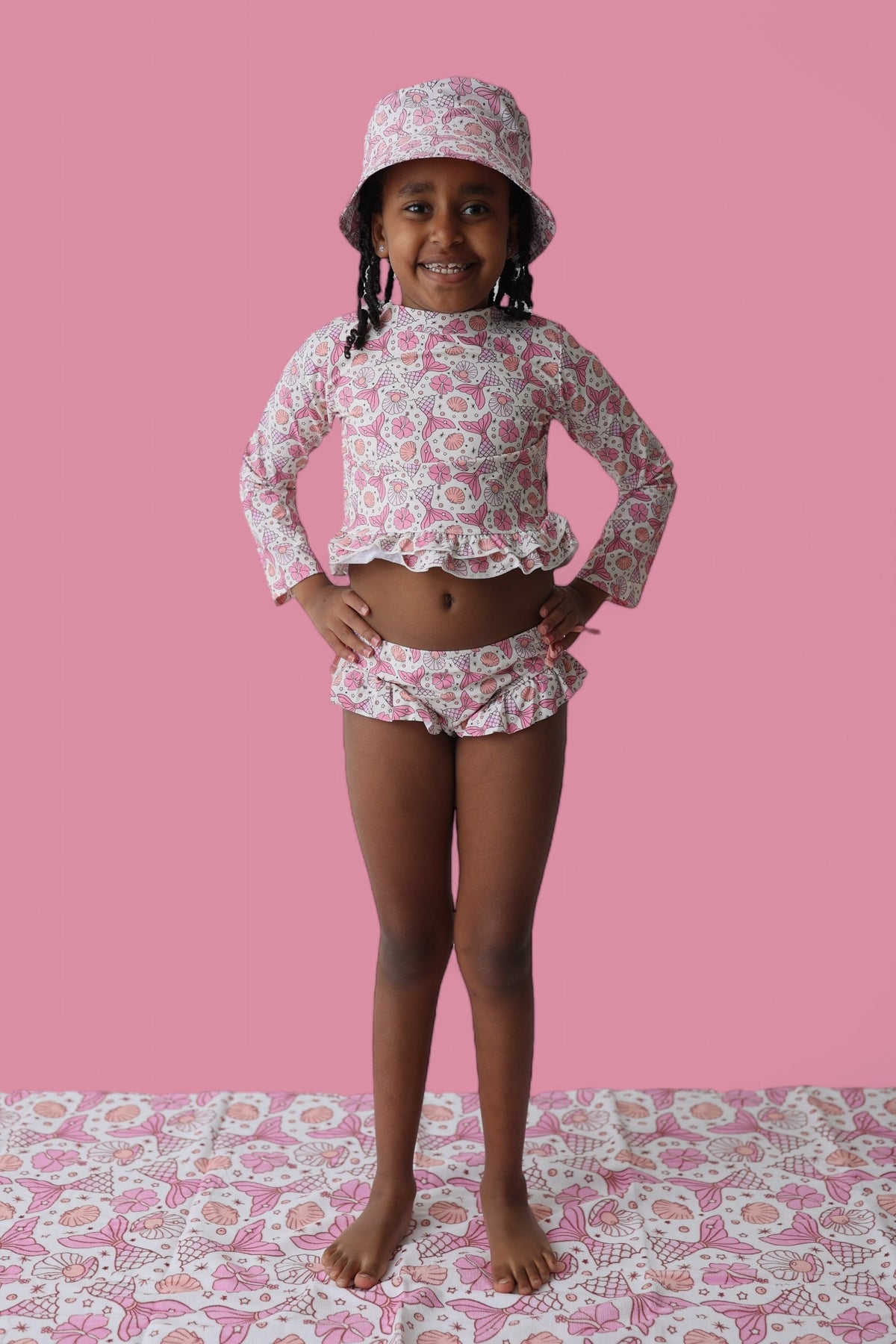 DREAM BIG LITTLE CO MAGICAL MERMAID DREAM TWO - PIECE RASH GUARD RUFFLE SWIM SUITEveretts Place