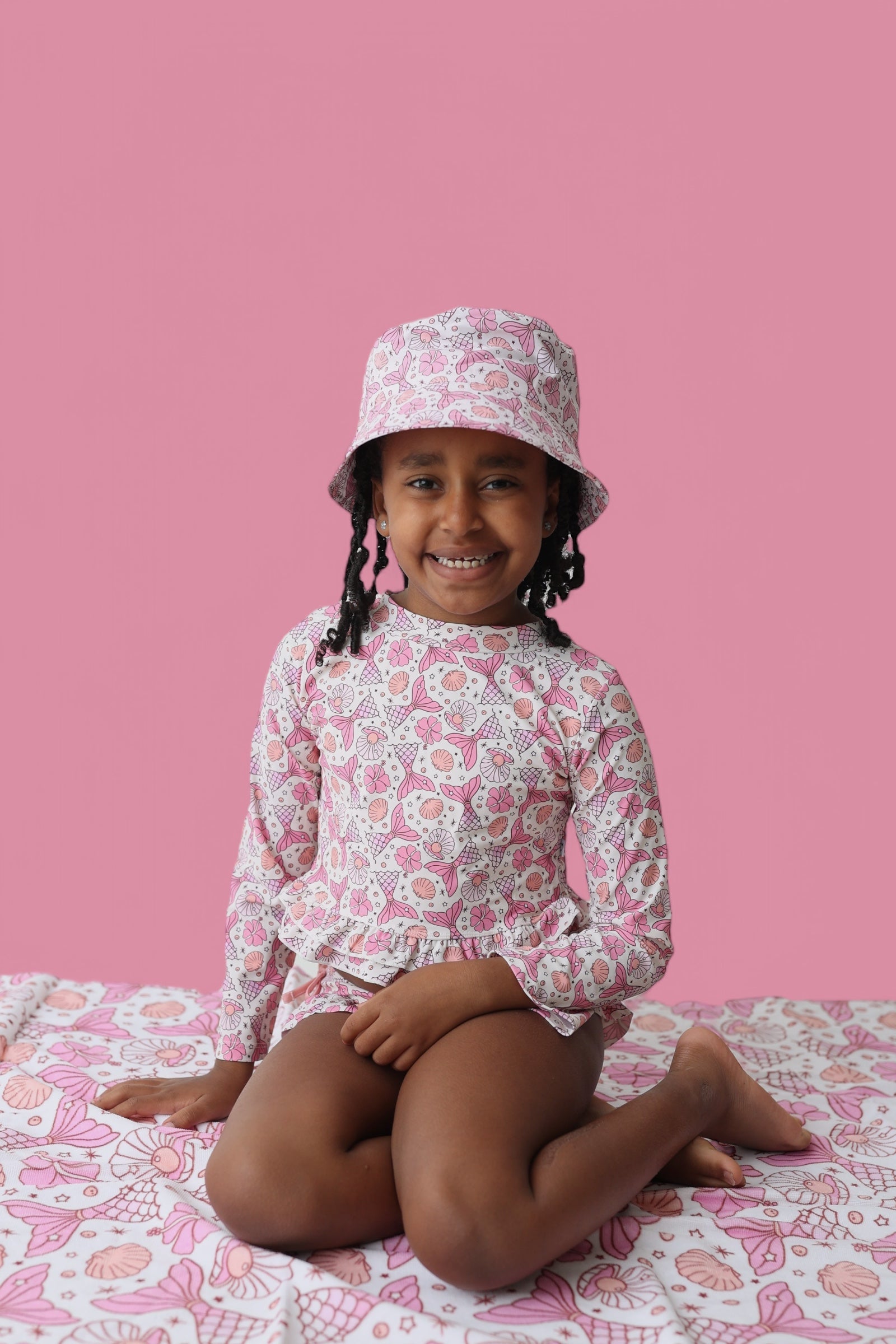 DREAM BIG LITTLE CO MAGICAL MERMAID DREAM TWO - PIECE RASH GUARD RUFFLE SWIM SUITEveretts Place