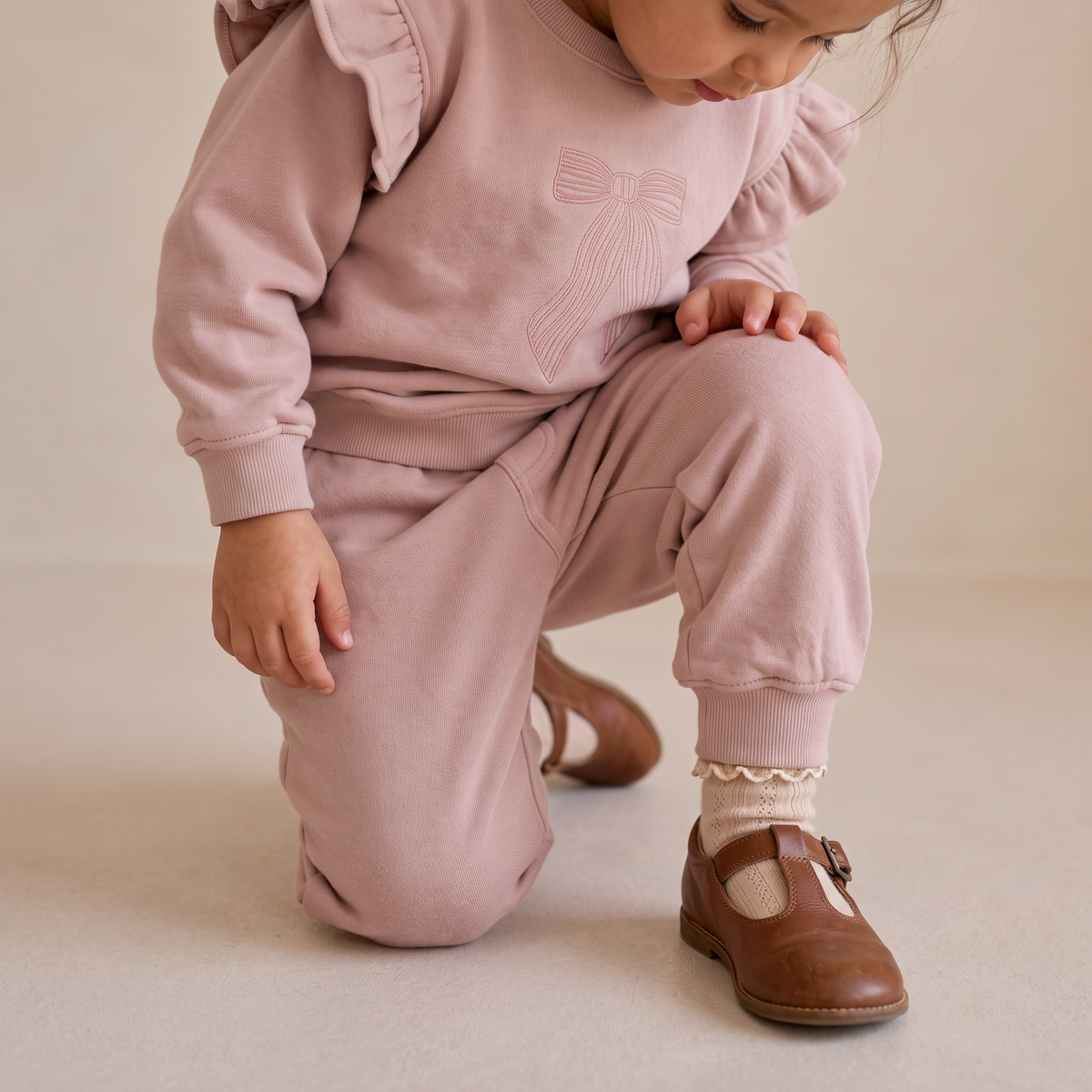 Organic Fleece Jogger Pants - Dusty Rose by Makemake Organics