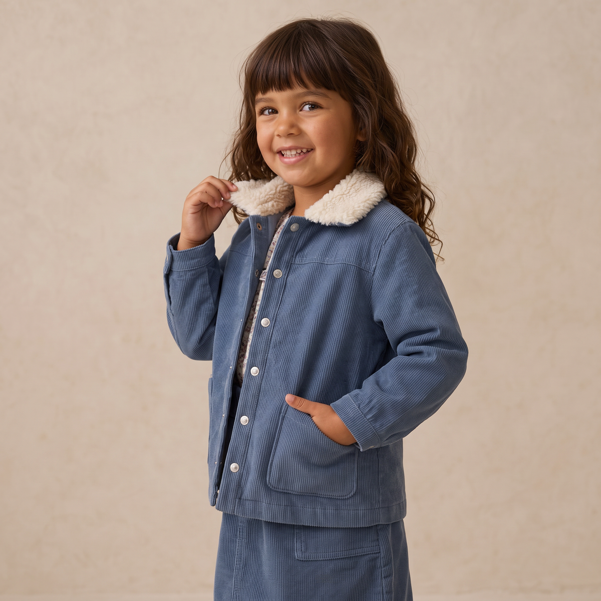 Organic Corduroy Front Pocket Jacket - Navy by Makemake Organics
