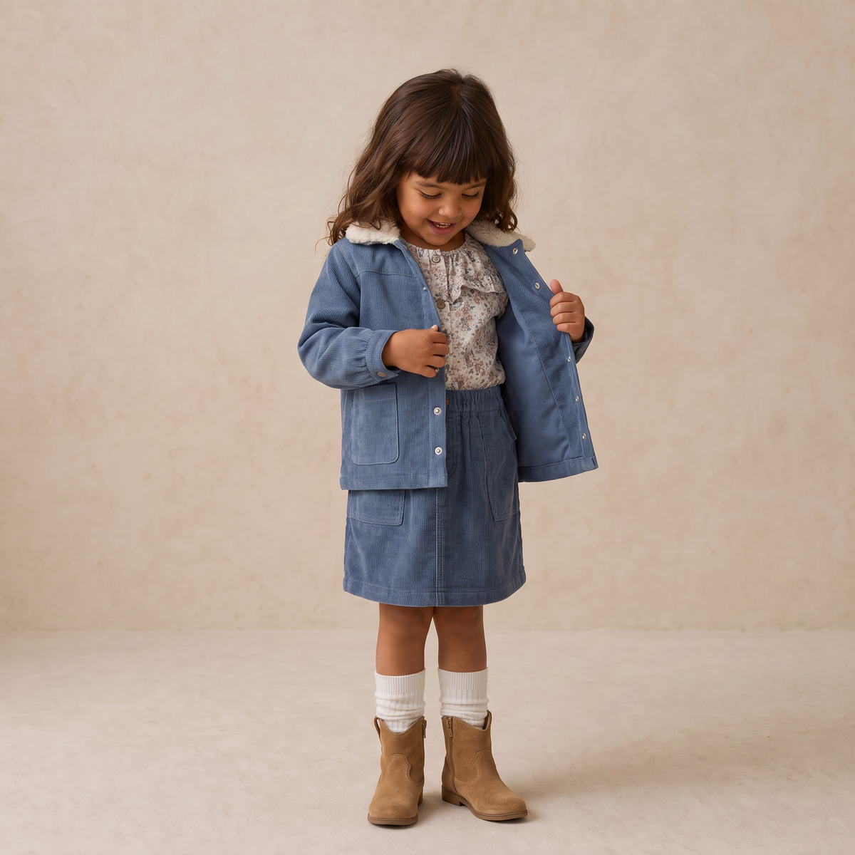 Organic Corduroy Front Pocket Jacket - Navy by Makemake Organics
