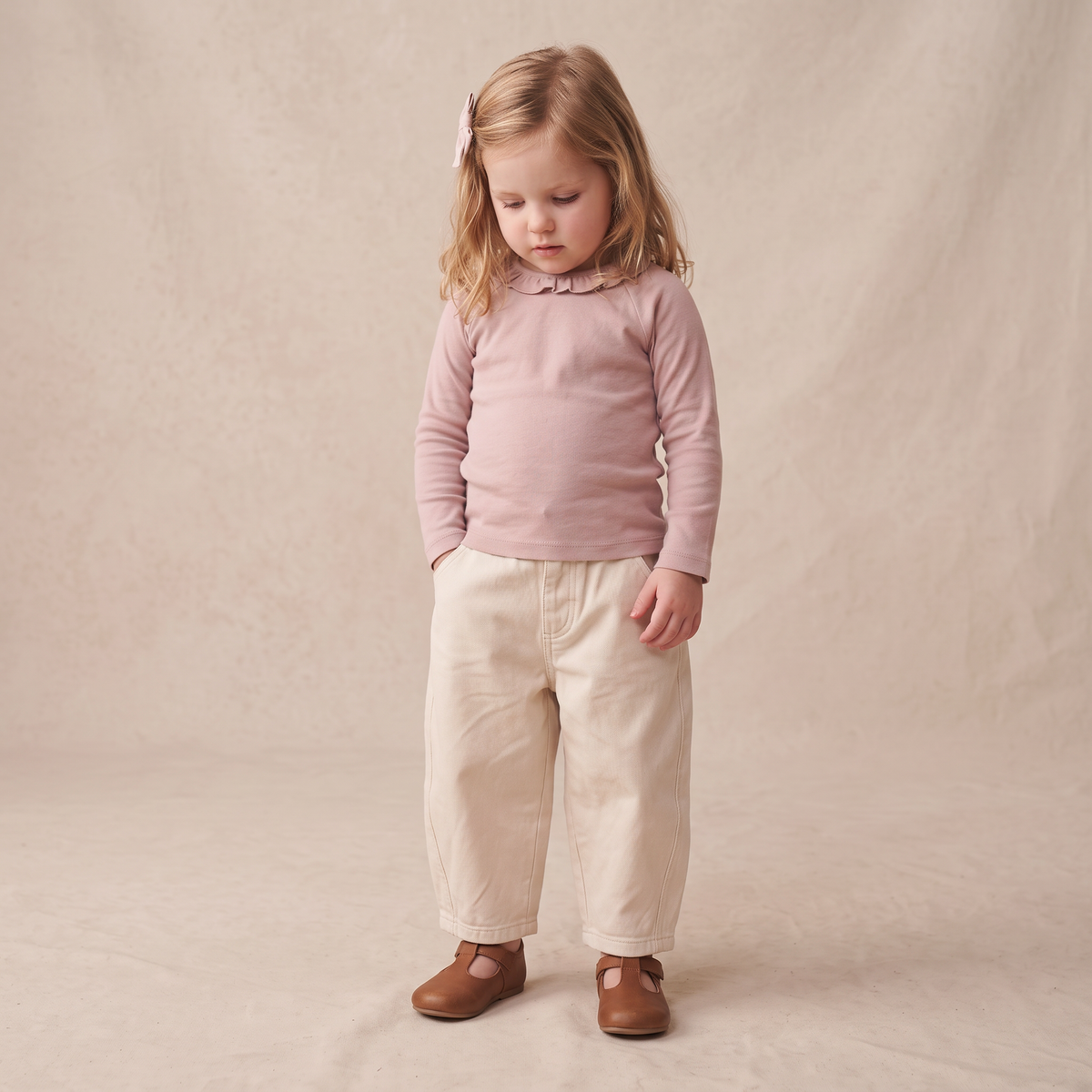 Organic Twill Barrel Pants - Oat by Makemake Organics