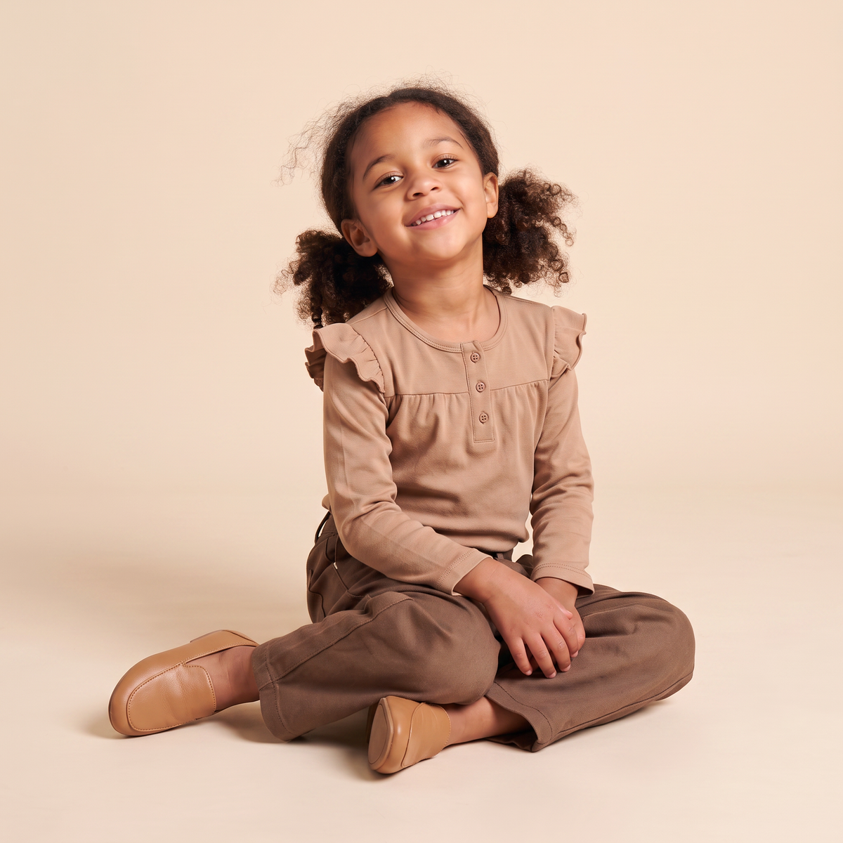 Organic Twill Barrel Pants - Brown by Makemake Organics