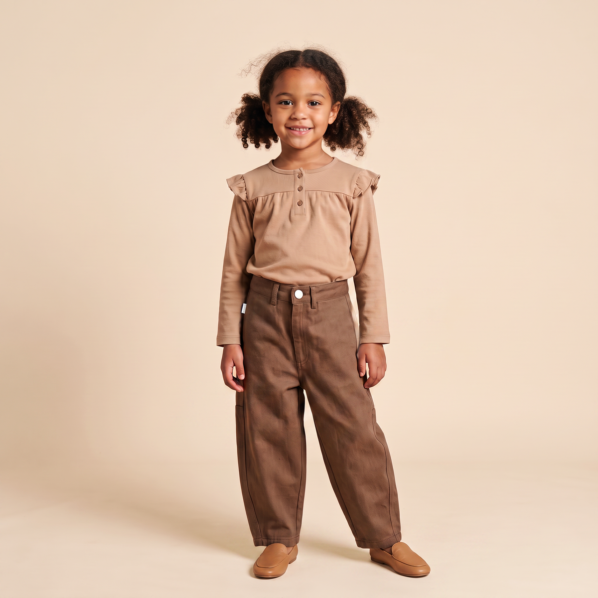 Organic Twill Barrel Pants - Brown by Makemake Organics