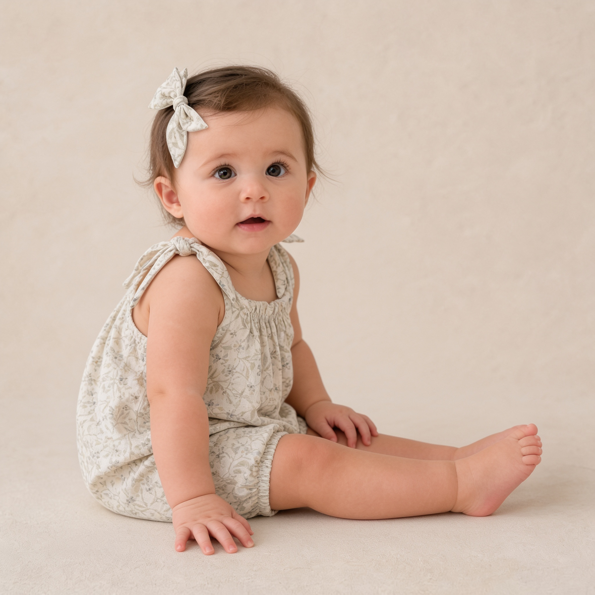 Organic Tie Shoulder Bubble Romper - Bluebelle by Makemake Organics at Everetts Place