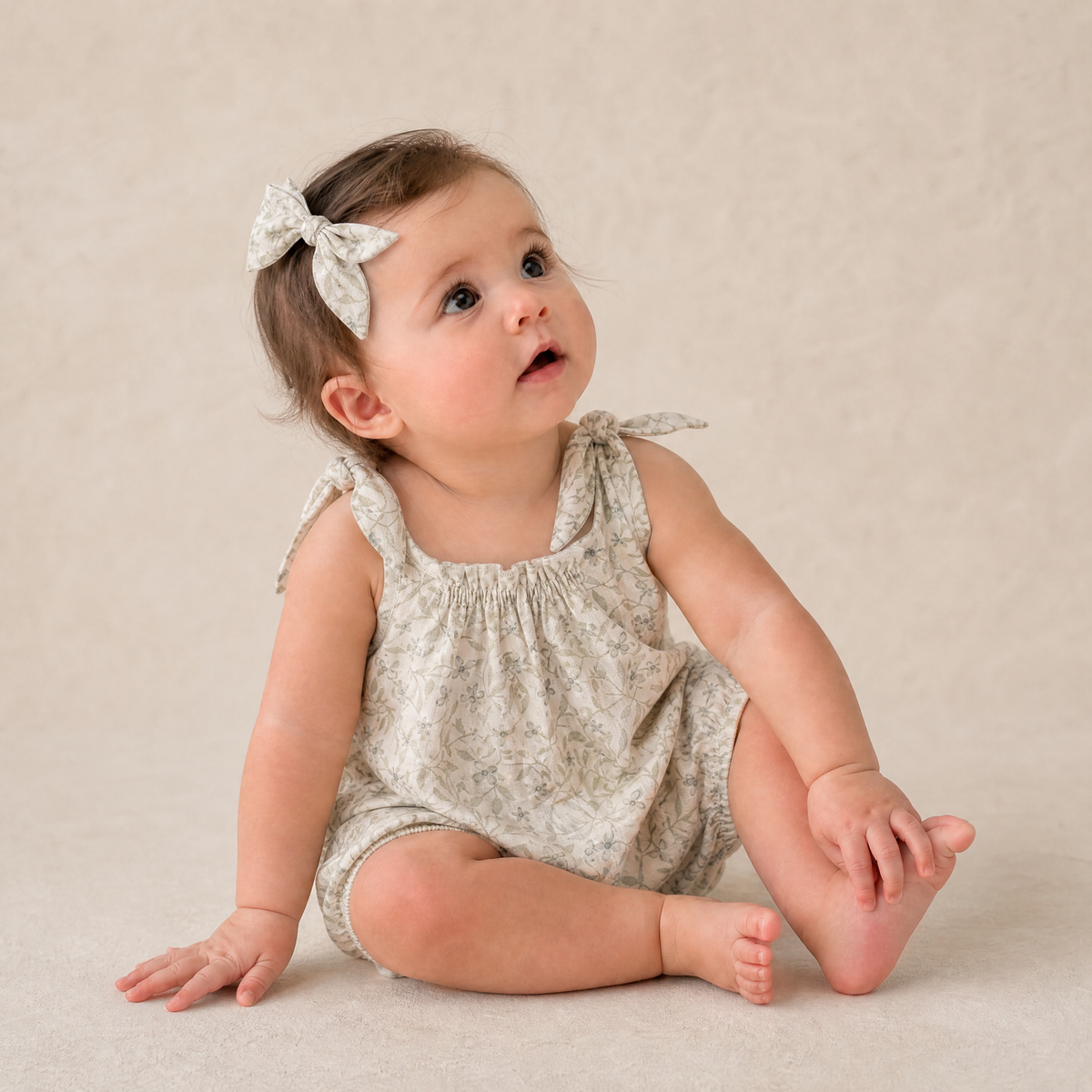 Organic Tie Shoulder Bubble Romper - Bluebelle by Makemake Organics at Everetts Place
