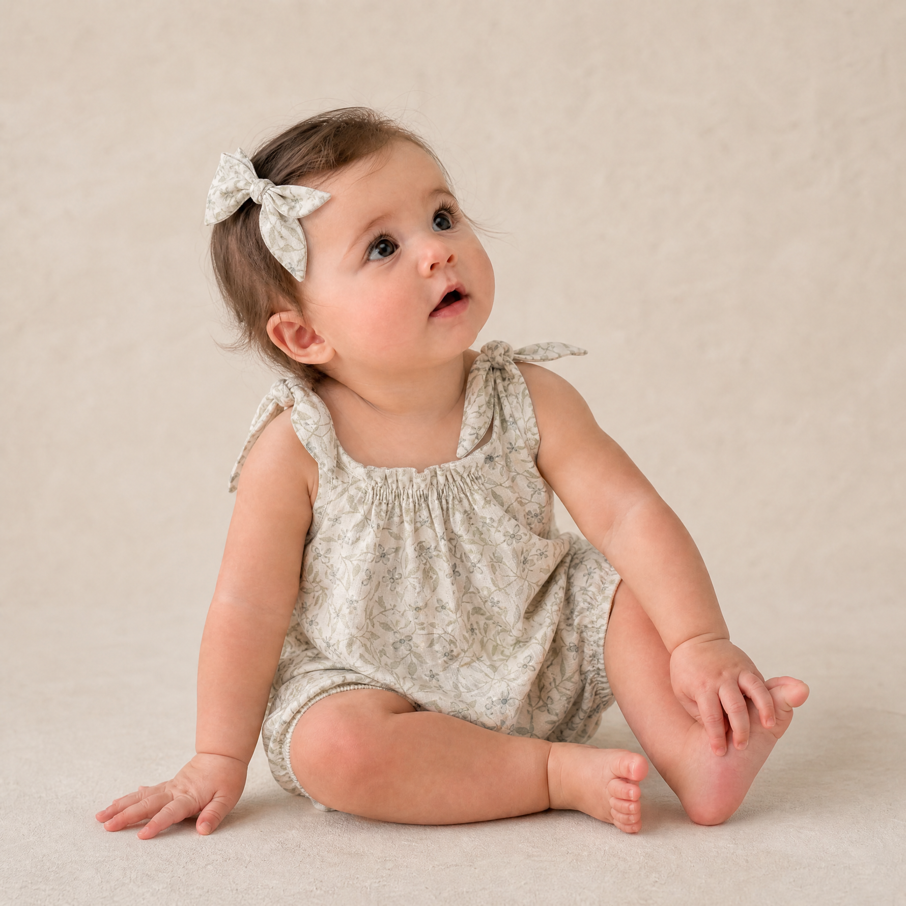 Organic Tie Shoulder Bubble Romper - Bluebelle by Makemake Organics at Everetts Place