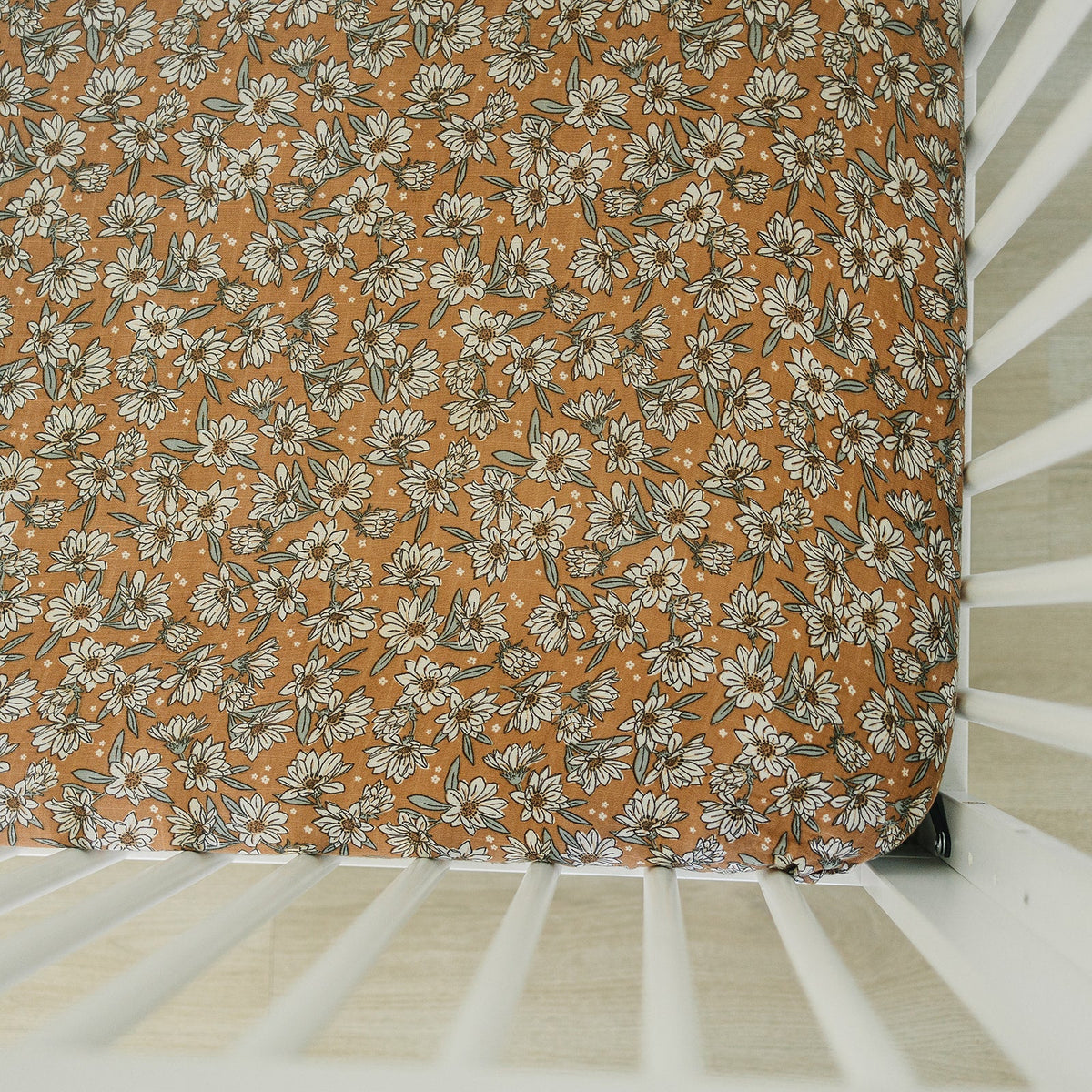 Magnolia Muslin Crib Sheet - Textile, Linens, Brown, Creative arts, Motif | Everetts Place