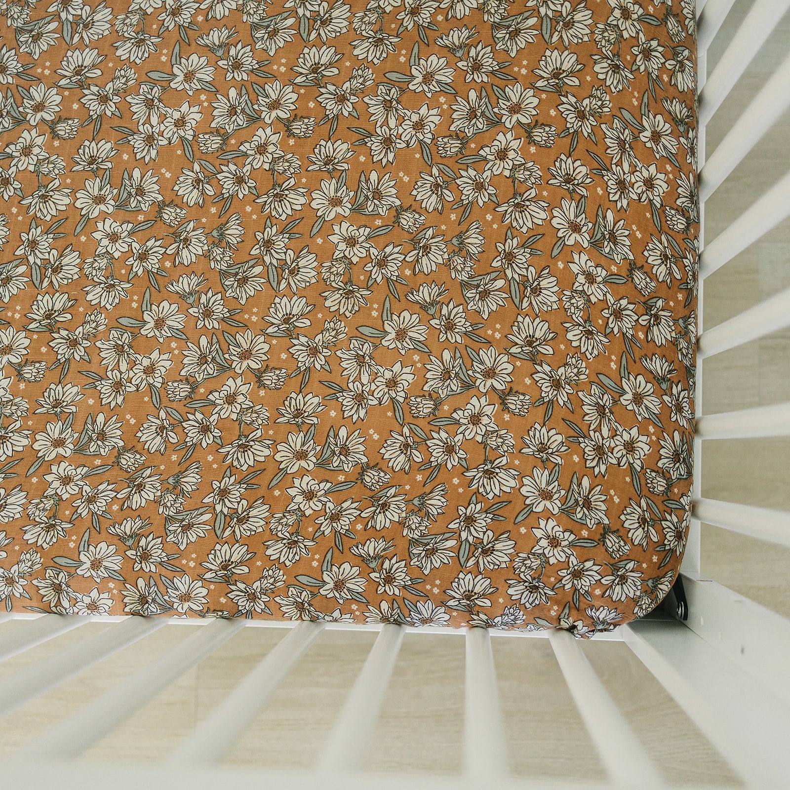 Magnolia Muslin Crib Sheet - Textile, Linens, Brown, Creative arts, Motif | Everetts Place