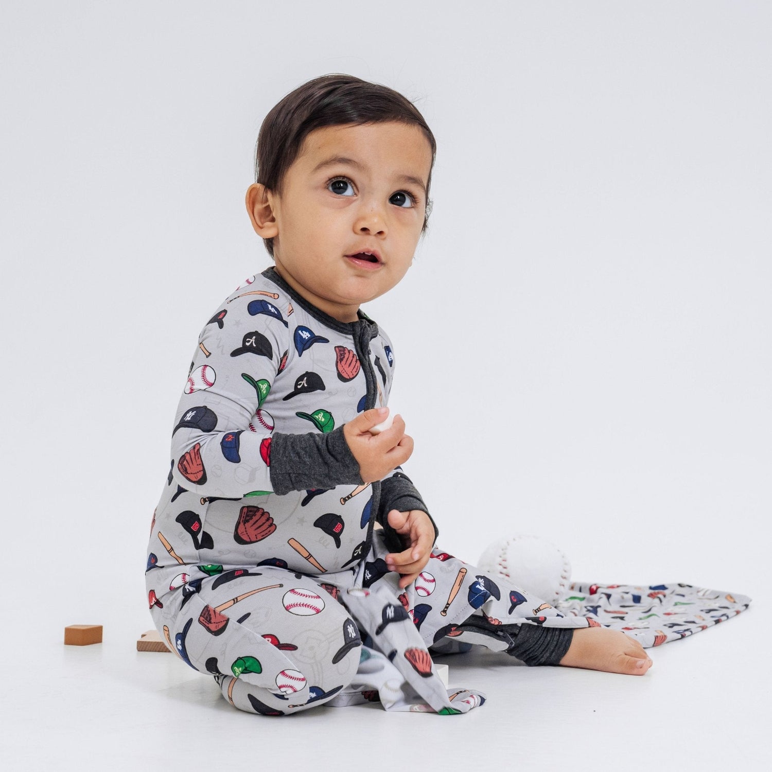 Bam & Stitch Major League Buddies Bamboo Convertible Romper | Baseball Zipper Sleeper - 