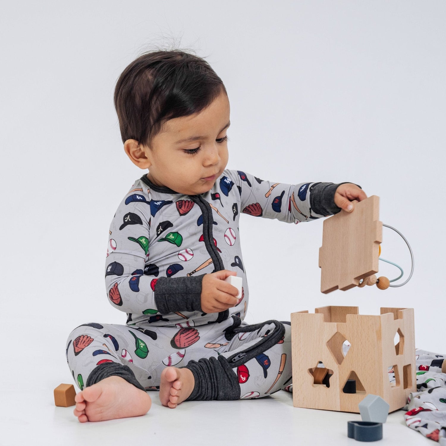 Bam & Stitch Major League Buddies Bamboo Convertible Romper | Baseball Zipper Sleeper - 