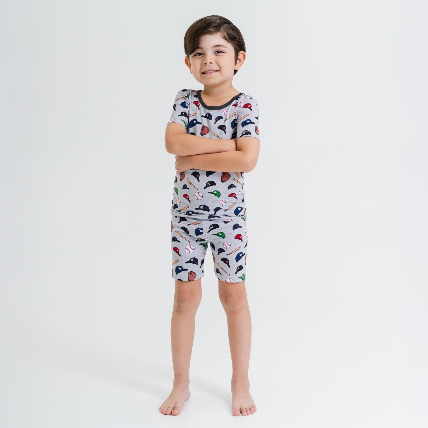 Bam & Stitch Major League Buddies Bamboo Short Sleeve Pajamas | Baseball Kids Set - 